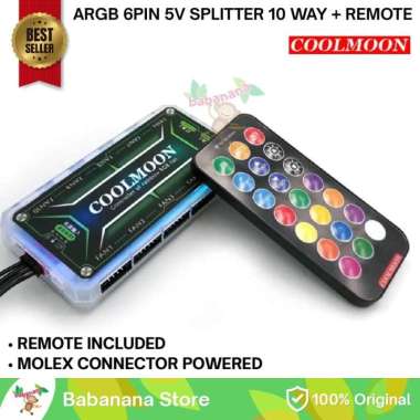 ARGB Coolmoon RGB Remote Controller 3Pin 5V Led Smart Fan Controller 3 Pin With 10pcs 6-pin Fan Port