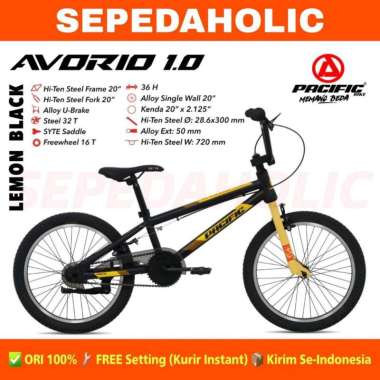 Sepeda Anak Laki BMX PACIFIC AVORIO 1.0 Ukuran 20 Inch Usia 8-12 Tahun Lemon Black