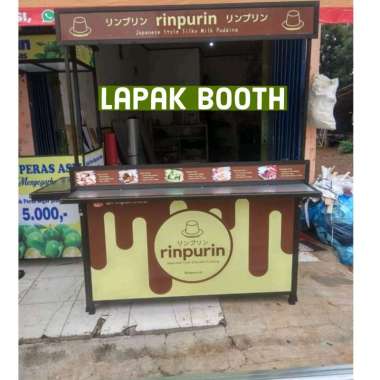 Booth Portable Meja Lipat Gerobak Lipat Rombong kekinian bahan aluminium hitam ukuran 1,5 meter coco