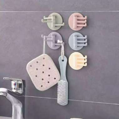 Gantungan Tempelan Hook 3 Cabang Gantungan Kunci Dapur Kamar Mandi