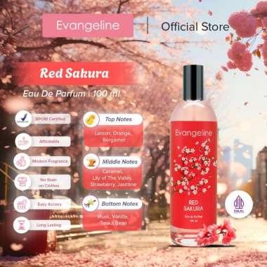 EVANGELINE Parfum Wanita EDP Black Red Pink White Purple Blue Sakura 100ml Red Sakura