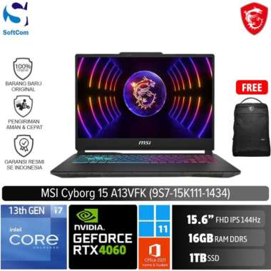 MSI Cyborg 15 A13VFK 1434 Laptop Gaming [i7 13620H/16GB/1TB SSD/RTX4060 8GB/15.6"FHD/Win 11 Home + O