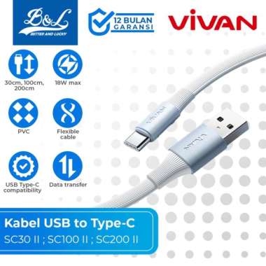 VIVAN SC II Series Kabel Data USB Type-C 18W Fast Charging 2m