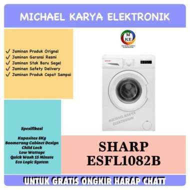 Sharp Mesin Cuci Front Loading 8 Kg | Es-Fl1082B | Esfl1082B Sharp 8Kg Multicolor