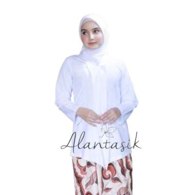 Kebaya Kartini Polos Lengan Panjang bahan katun M Putih