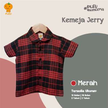 PLEU Kemeja Jerry | Baju Anak Laki-Laki Usia 1-3 Tahun 18 bulan Merah