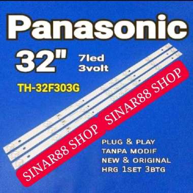 Hrg 1 SET 3 STRIP BACKLIGHT TV PANASONIC 32 INC TH32F303G TH 32F303G TH-32F303G LED 7K 3V BL LAMPU
