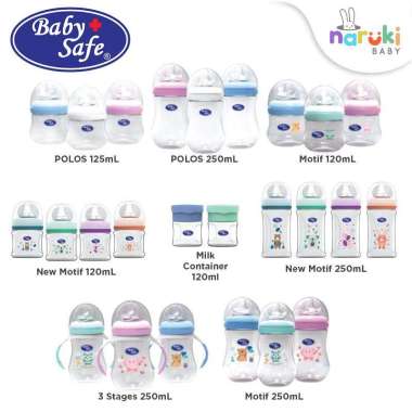 Baby Safe Botol Susu Wide Neck 125ml / 250ml Babysafe Bottle 3Stages 250ml Pink