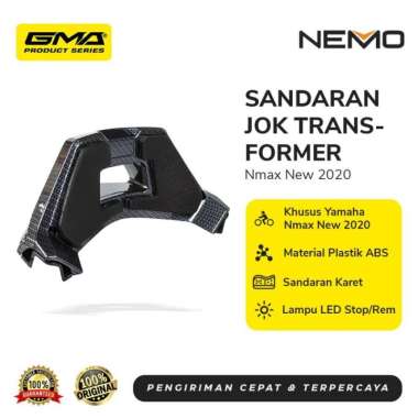 Sandaran Jok Belakang Carbon Nemo Tipe Transformer Yamah New Nmax 2020 Putih Led Biru