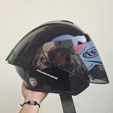 Helm Half Face NSX Avatar Original SNI Terbaru BLACK GLOSY