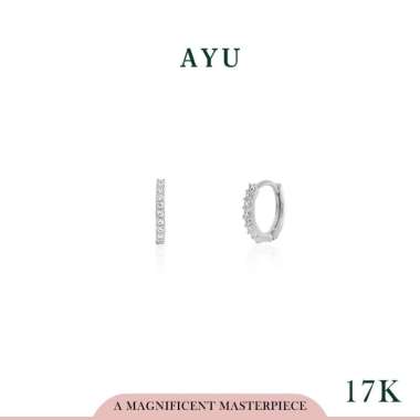 AYU Anting Emas Jepit - Pave Doughnut Earrings 17K White Gold