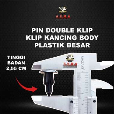 Pin Double Klip Baut Kancing Body Plastik Besar