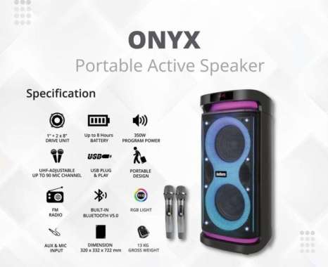 Aubern ONYX Professional Portable Active Speaker (Portable Speaker AUBERN ONYX)