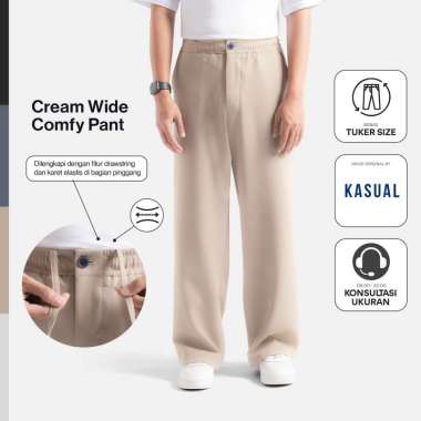 Kasual Celana Panjang Pria Cream Comfy Wide Pant Pria XXL