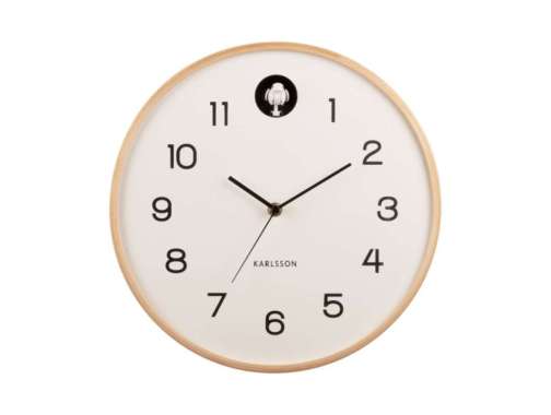 Karlsson Wall Clock Natural Cuckoo Birch Wood White D. 31,5 cm