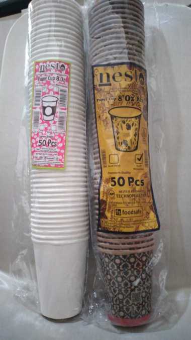 Paper Cup Putih Polos/Paper Cup Motif Kraft 8 oz isi 50pcs/pack Putih Polos