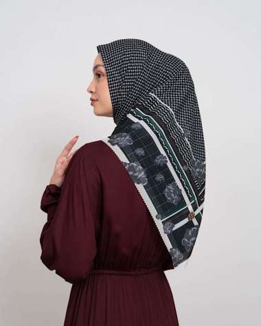 Heaven Lights - Rafat Scarf - Hijab Motif Segi Empat Wanita Black
