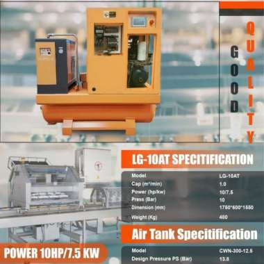Screw Air Kompresor 10 Hp / 10 Pk MONTOYA USA LG10AT Kompresor Screw