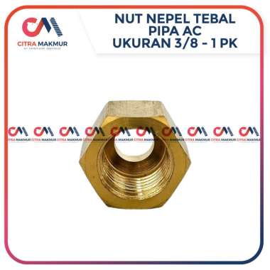 Nut Nepel Tebal 3/8 3/8" Inch Kuningan Pipa AC 0.5 0.75 1 PK Sambungan Pipa Tembaga