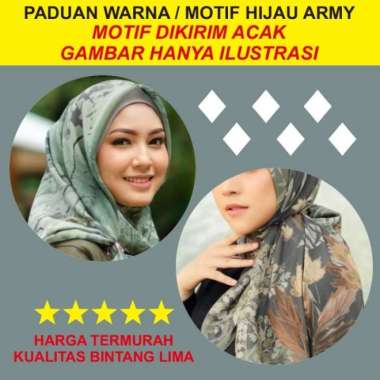 AZARA Nur SInar Metal Logo AZ GLITER Jilbab Segi Empat Motif AZ LC ARMY