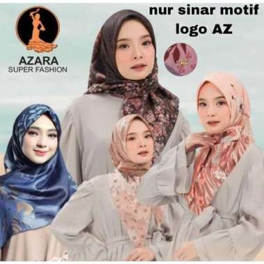 AZARA Nur SInar Metal Logo AZ GLITER Jilbab Segi Empat Motif AZ LC RANDOM