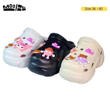 Moobiz.id Sandal Kodok/Sandal Baim/Sandal Wanita/Sandal jibbit size 30-40 35 Hitam