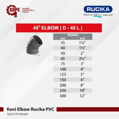 Keni Elbow Sambungan Pipa Paralon PVC Rucika 45 Derajat D 4"