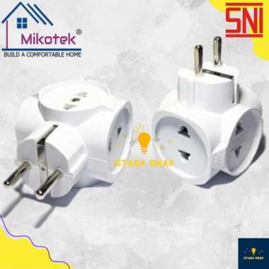 T Steker Multi 4 Lubang / Colokan Listrik Cabang 4 / Colokan 4 Lubang / Merk Mikotek Steker T Multi 