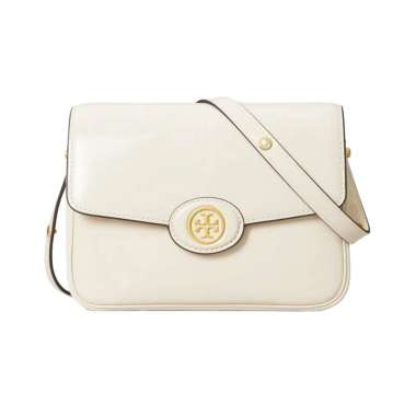 [12.12 Dealcember] Tory Burch Robinson Spazzolato Convertible Shoulder Bag Shea Butter White