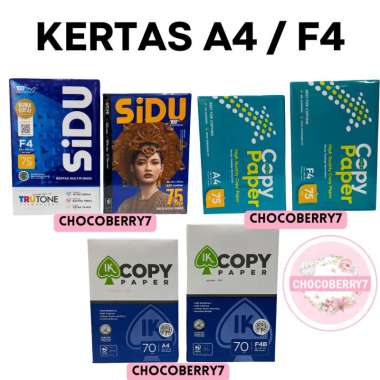 Copy Paper Ika Paper Sidu Kertas HVS A4 F4 70 gr 75 gr 1 RIM 500 Lembar F4 SIDU