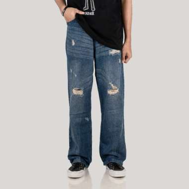 Otsky X Cavier Celana Jeans Pria Denim Fade Ripped Medium Loose Fit DNM FADE RIPPED FM01 34
