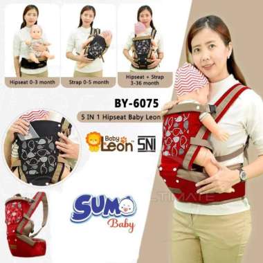 Gendongan Bayi Depan Duduk 5in1 Baby Leon Baby Hipseat Baby Carrier Hitam