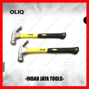 OLIQ Palu Kambing 8 Oz Gagang Fiber Gerigi Polos 0.25 Kg Claw Hammer Cungkil POLOS