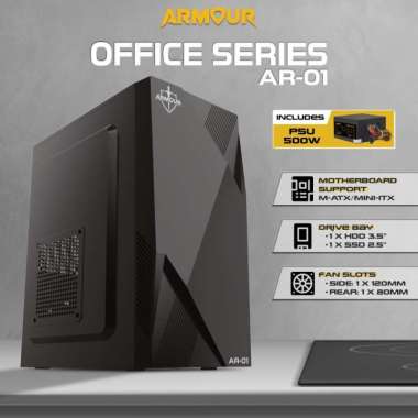 Casing Office Armour Series AR-01 mATX Include PSU 500Watt