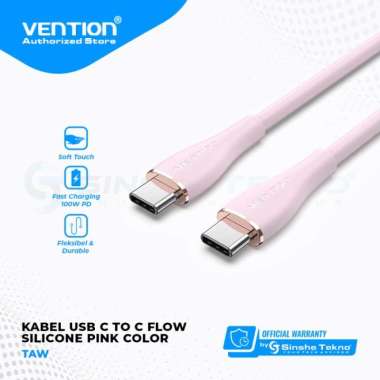 Vention Kabel Data Fast Charging Type C to Usb C PD 100W Flow Silicone 1.5 Meter TAW Pink