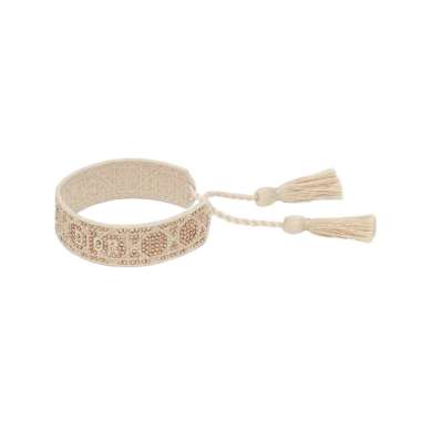 Christian Dior Cannage Embroidery and Crystal Bracelet Gold Tone Nude