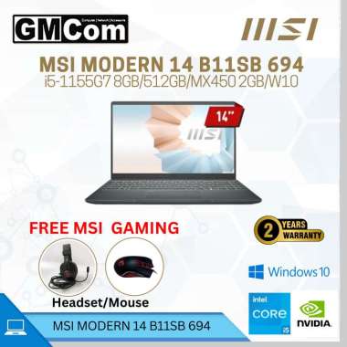MSI MODERN 14 B11SB 694 i5-1155G7 8GB/512GB/MX450 2GB/W10