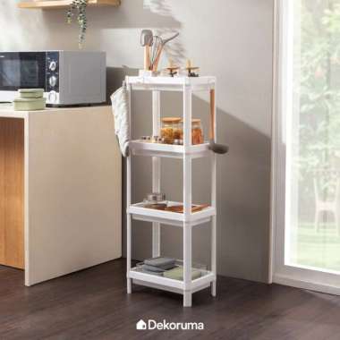 Dekoruma KANAWA Rak Dapur Susun 4 Tingkat / Rak Bumbu Dapur - White