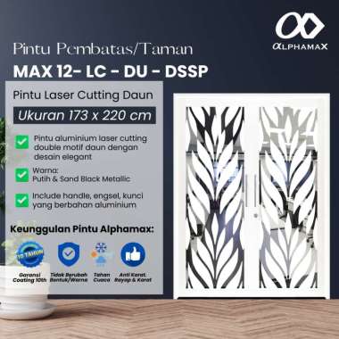 ALPHAMAX Max 12-LC-DU-DSSP Pintu Aluminium Double Swing Simetris Laser Cutting Daun Pull Handle 173 