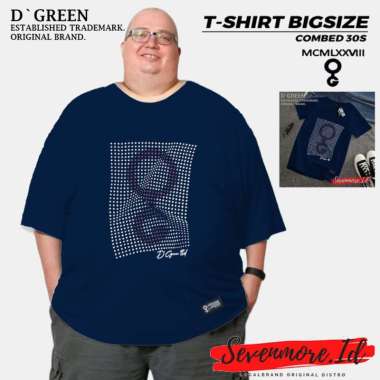D`GREEN Kaos Jumbo Original Pria Wanita Motif DOT LOGO Size XXL 3XL bahan Cotton combed 30s Navy XXL