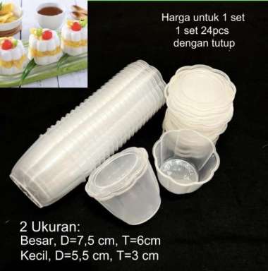 (BESAR) Cetakan Cup Puding Tempat Agar Jelly Pelangi Tutup (KECIL) KECIL