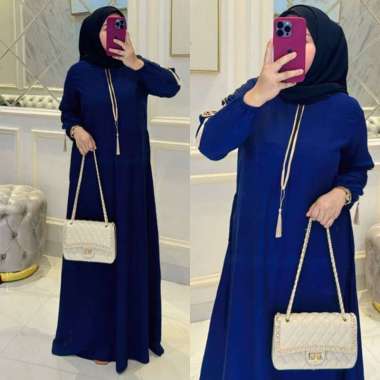 Dubai Abaya Gamis Tarompah Rayon Twill Premium Dress Wanita Renda Arab Tassel Baju Muslim Kekinian D