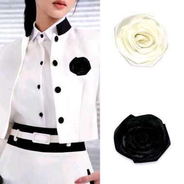 Rosalie Bros Bunga Mawar Satin Silky Peniti Tusuk Tuspin Rose Flower Silk Kain Brooch Handmade Fashi