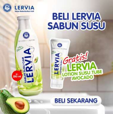 [BUNDLING] LERVIA Sabun Susu Avocado Botol 250mL gratis LERVIA Lotion Susu Avocado Tube 100mL
