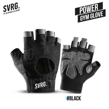 Svarga Power Gym Gloves - Sarung Tangan Anti Slip - Gym & Fitness S Black