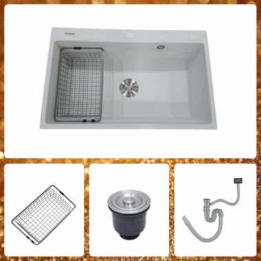 Kitchen Sink Granit ONAN 6146 IVONY WHITE / BAK cuci Piring 1 Lubang Granite Onan SINK ONLY