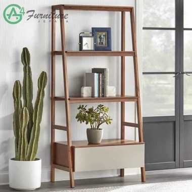 Rak Buku Retro Modern Desain Minimalis Terbaru