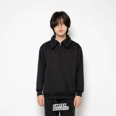 CARTEXBLANCHE - Halfzip Rugby Sweater Jaket Polos Unisex Pria - Wanita COKLAT - POLOS XXL