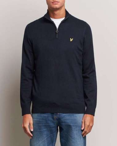 Lyle & Scott Cotton Merino Quarter Zip Jumper (Navy) Original XL