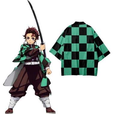 DINFINITY KIMONO HAORI HAPPI COSPLAY HAORI TANJIRO KIMETSU YAIBA DEMON